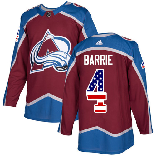 Adidas Avalanche #4 Tyson Barrie Burgundy Home Authentic USA Flag Stitched Youth NHL Jersey - Click Image to Close
